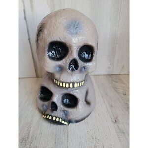 Vintage paper magic stacked skull head Halloween scary prop decor